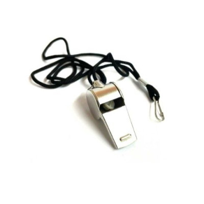 Silbato metalico  c/cordon plata