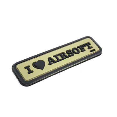 Parche PVC 3D I love airsoft verde