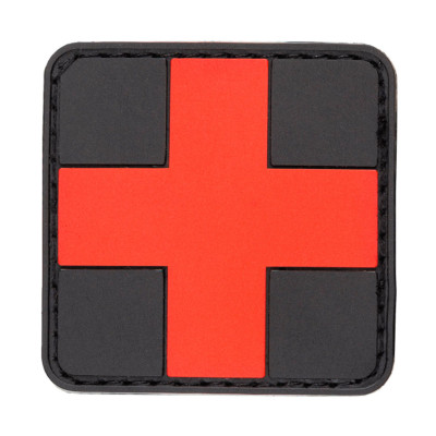 Parche medico pequeño 2.5x2.5 negro-rojo