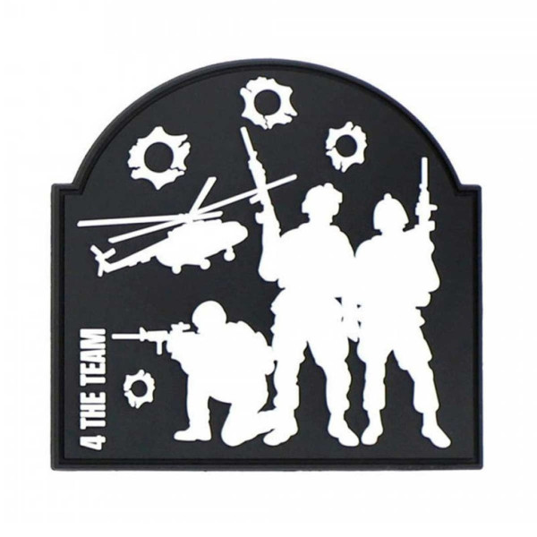 Parche pvc soldados helicoptero negro-blanco