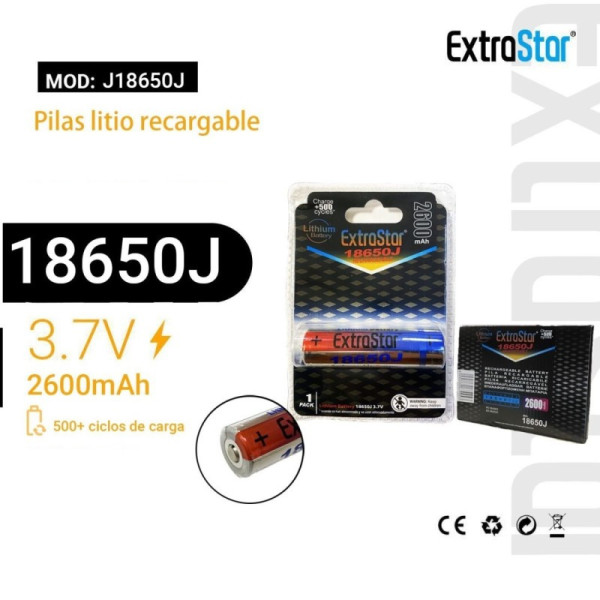 Pila recargable 18650 2600mah 3,7v