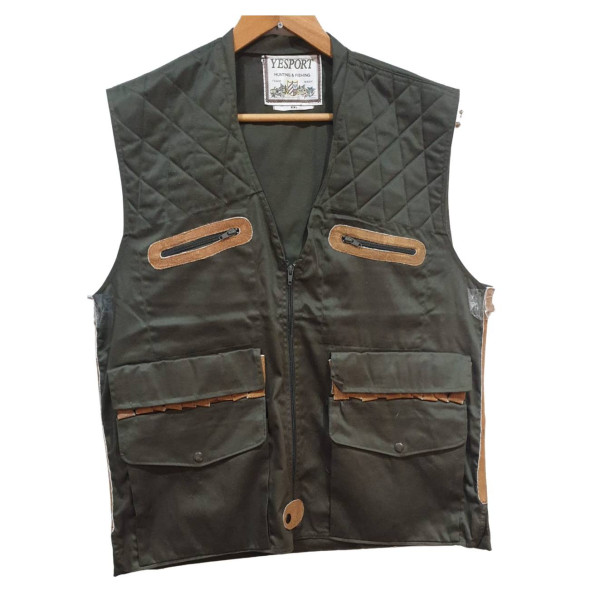 Chaleco Caza tapeta doble morral verde