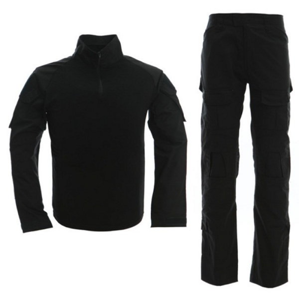 Uniforme Negro Combat B con coderas y rodilleras
