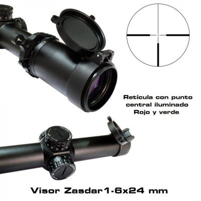 Visor Zasdar 1-6x24mm reticula iluminada.
